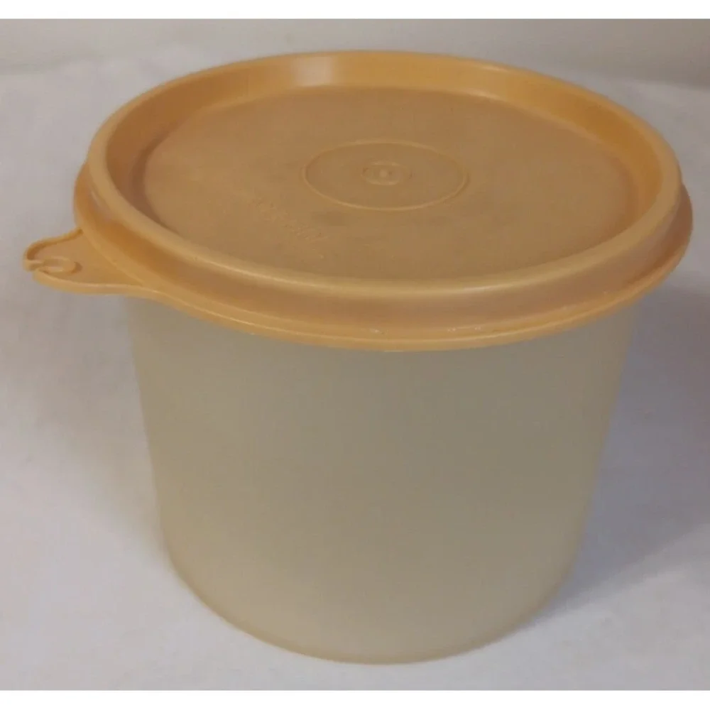 Vintage Tupperware  250-19 Storage Container Clear With‎ Beige Lid 215-86 READ